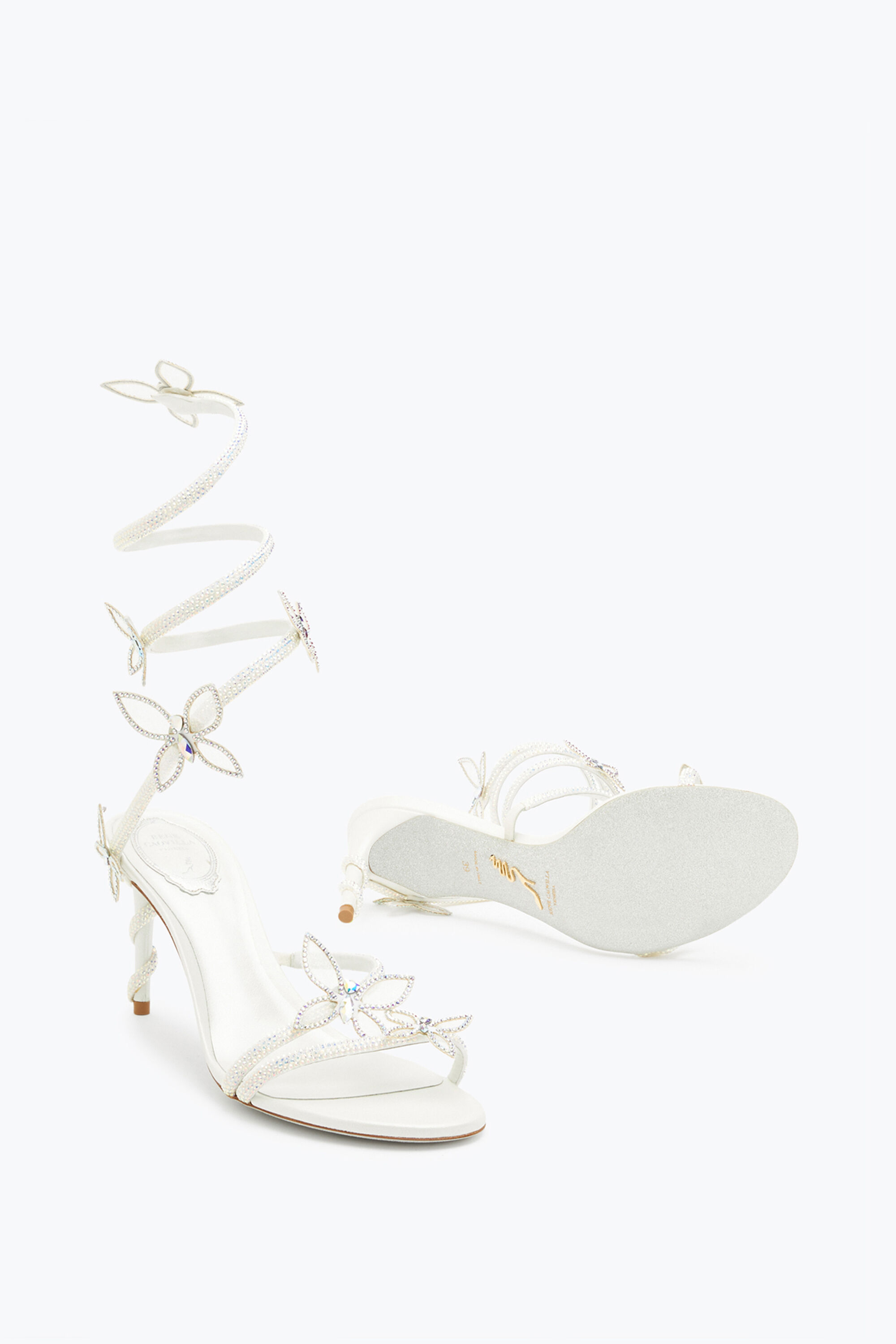 Jeweled Margot white sandal with butterflies 80 | Rene Caovilla®