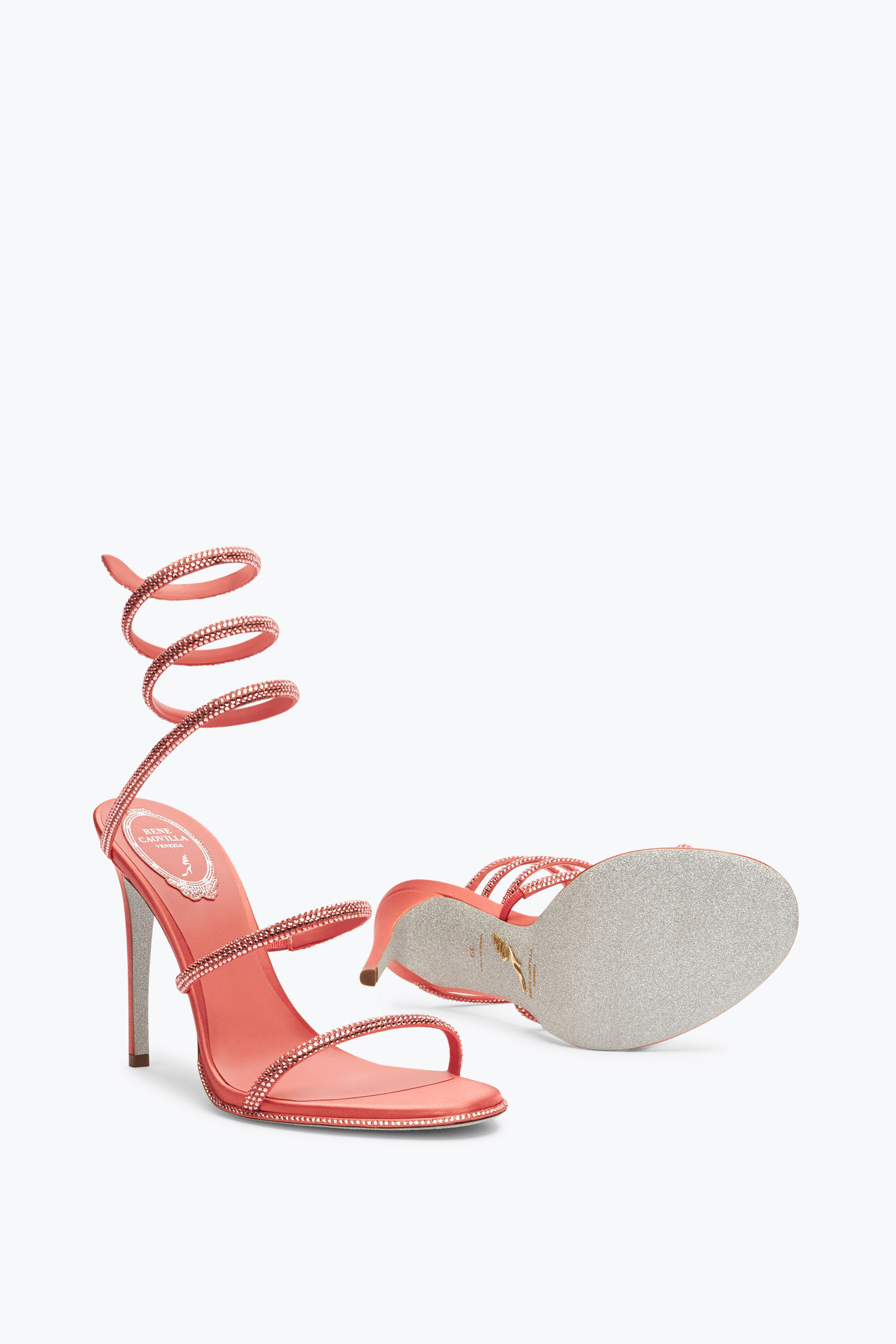 Jeweled Cleo Peach Sandal With Crystals 105 | Rene Caovilla®