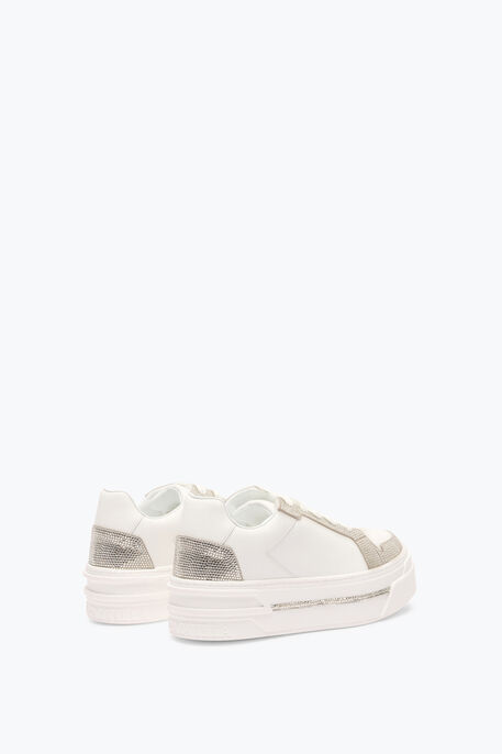 XTRA WHITE-SILVER SNEAKER WITH CRYSTALS 50