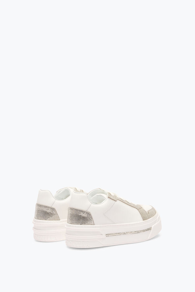 XTRA WHITE-SILVER SNEAKER WITH CRYSTALS 50