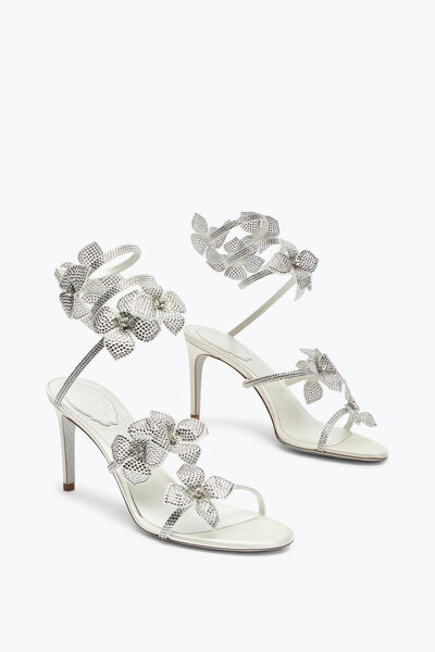 Jeweled Floriane White Sandal 80 | Rene Caovilla® display picture 1