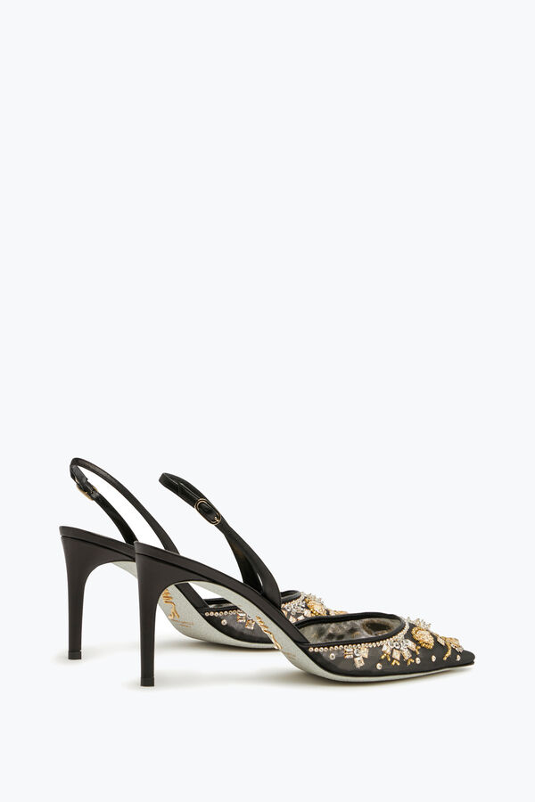 Aretha Black Slingback With Crystals 80