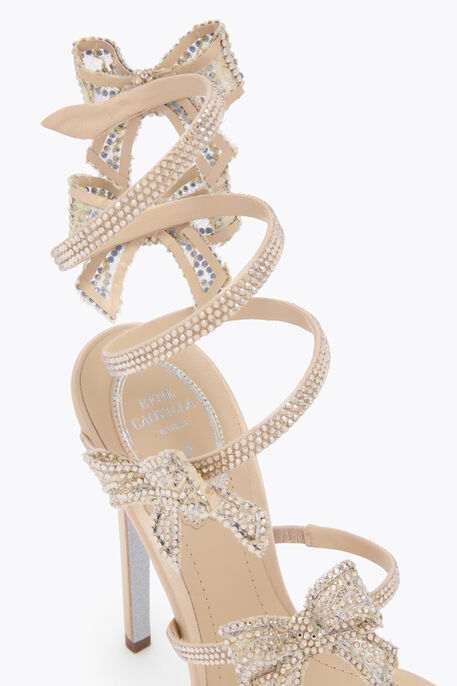 CLEO RIBBON CHAMPAGNE PLATFORM SANDAL 130