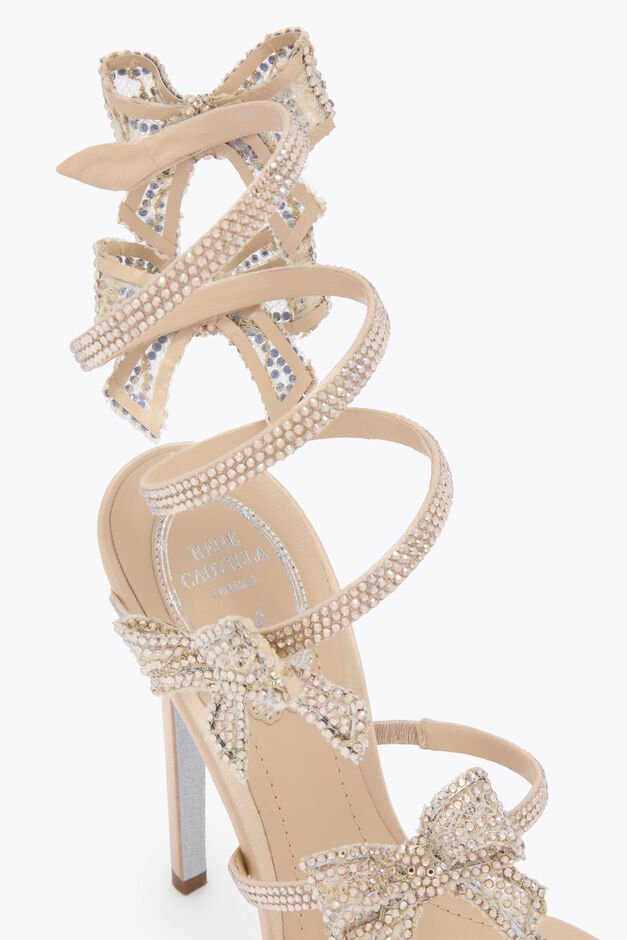 CLEO RIBBON CHAMPAGNE PLATFORM SANDAL 130