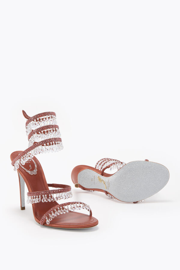 CHANDELIER RUST SATIN/RED FLAME STRASS SANDAL
