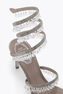CHANDELIER TAUPE SATIN/BLACK DIAMOND STRASS SANDAL