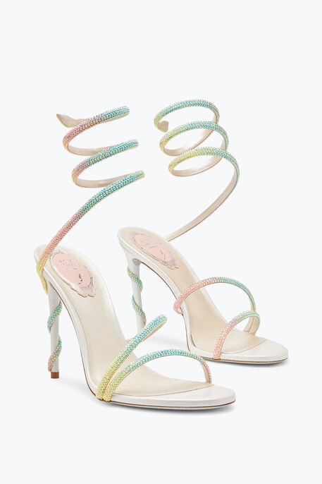 Margot Burano White Sandal With Degradé Crystals 105 Margot Burano White Sandal With Degradé Crystals 105