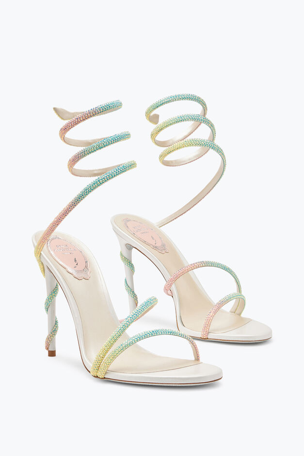 Margot Burano White Sandal With Degradé Crystals 105 Margot Burano White Sandal With Degradé Crystals 105
