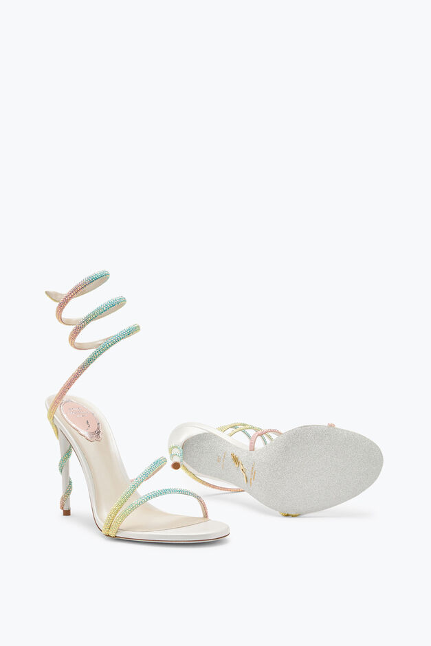 Margot Burano White Sandal With Degradé Crystals 105 Margot Burano White Sandal With Degradé Crystals 105