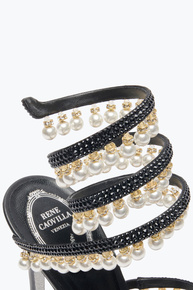 CHANDELIER BLACK SANDAL WITH PEARLS 105