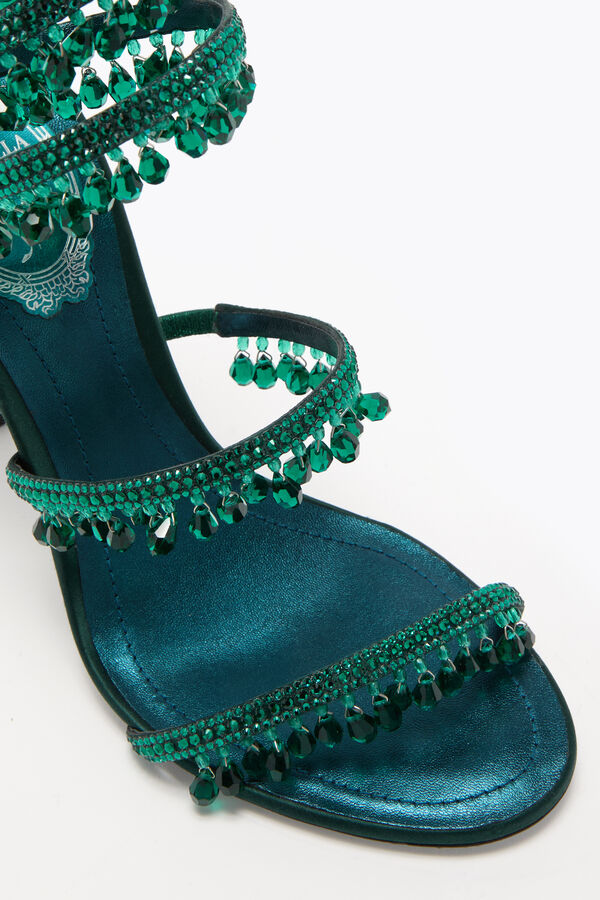 CHANDELIER GREEN 300 SATIN/EMERALD STRASS SANDAL