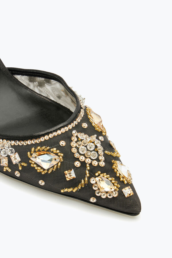 Aretha Black Slingback With Crystals 80