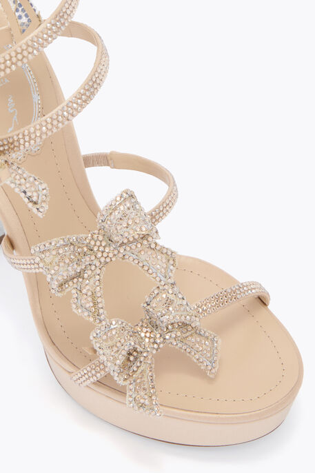 CLEO RIBBON CHAMPAGNE PLATFORM SANDAL 130