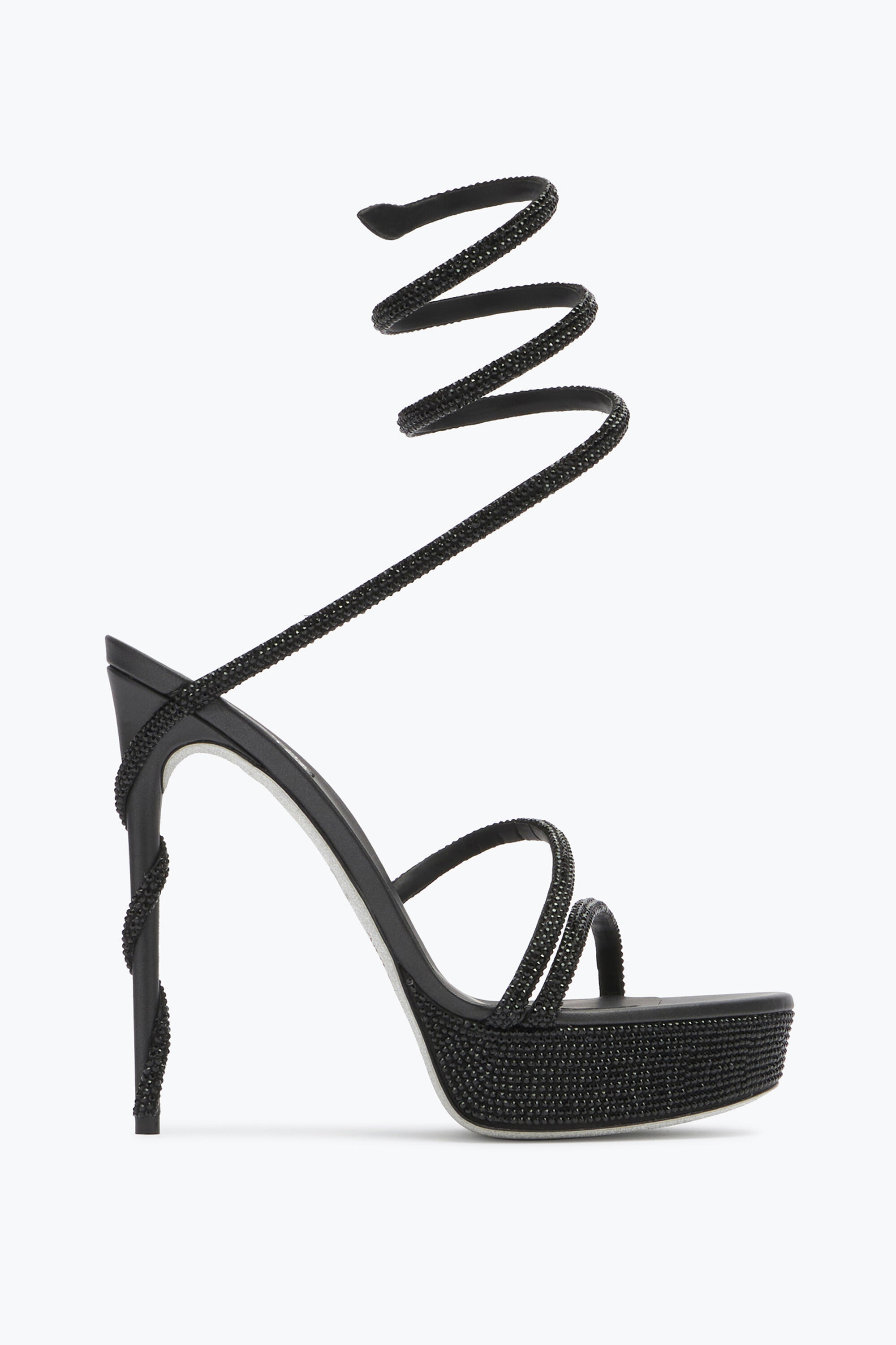 Jeweled MARGOT CRYSTAL BLACK PLATFORM SANDAL 130 | Rene