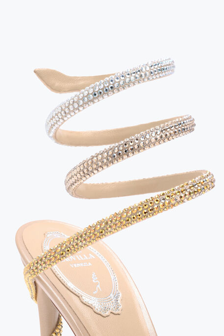 Margot Plateau Sandal With Gold And Silver Crystals 120