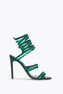 CHANDELIER GREEN 300 SATIN/EMERALD STRASS SANDAL