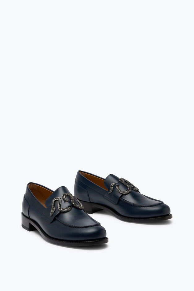 Morgana Blue Loafer With Black Matte Crystal 20 Morgana Blue Loafer With Black Matte Crystal 20