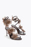 FLORIANE DARK BROWN SATIN/JET SILVER FLARE S SANDAL