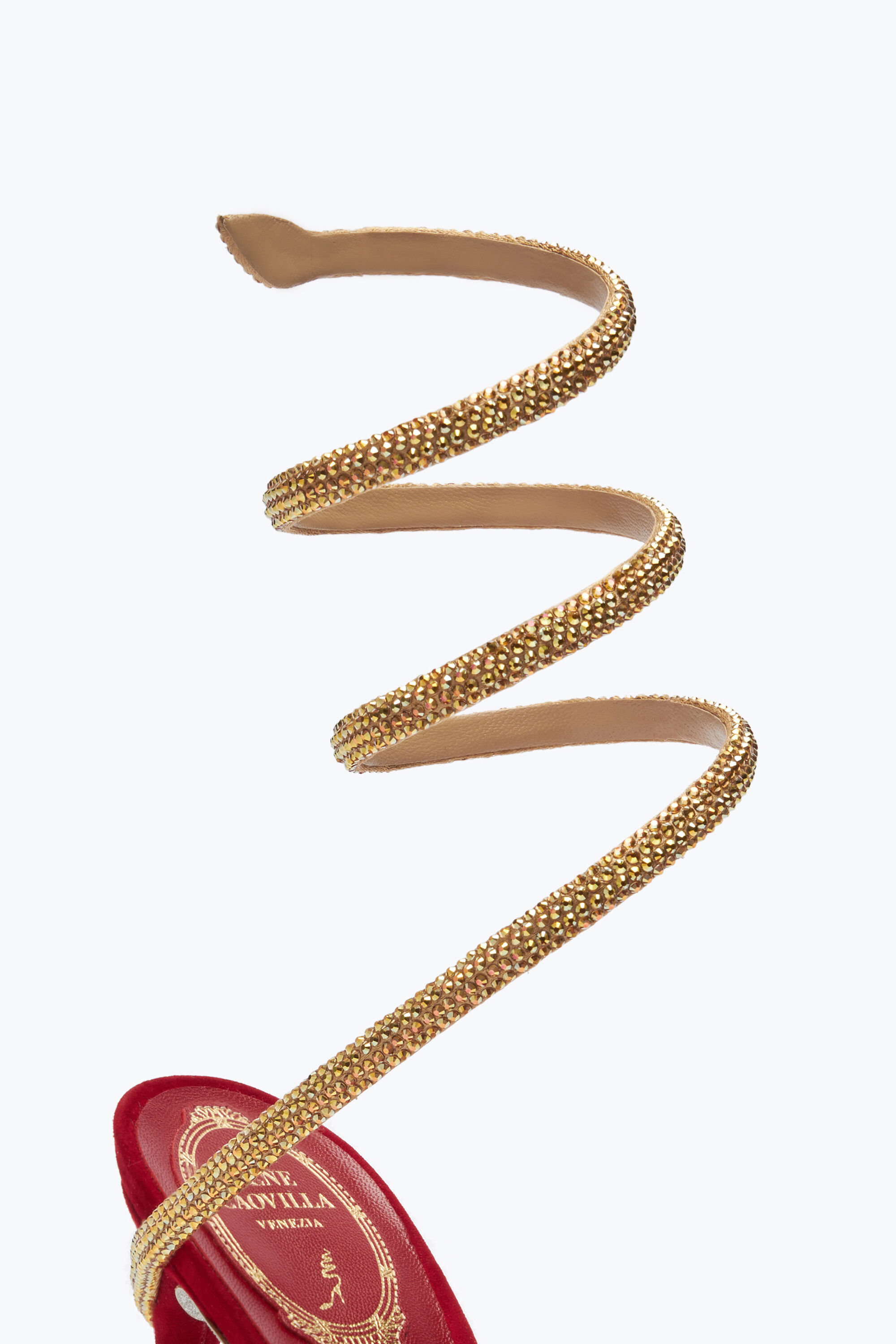 Jeweled Margot Red And Gold Pump 105 | Rene Caovilla®