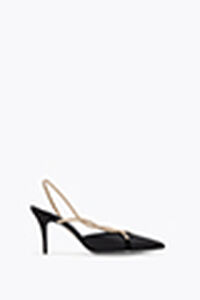 BRAID BLACK SATIN/GOLDEN SHADOW STRASS SLINGBACK