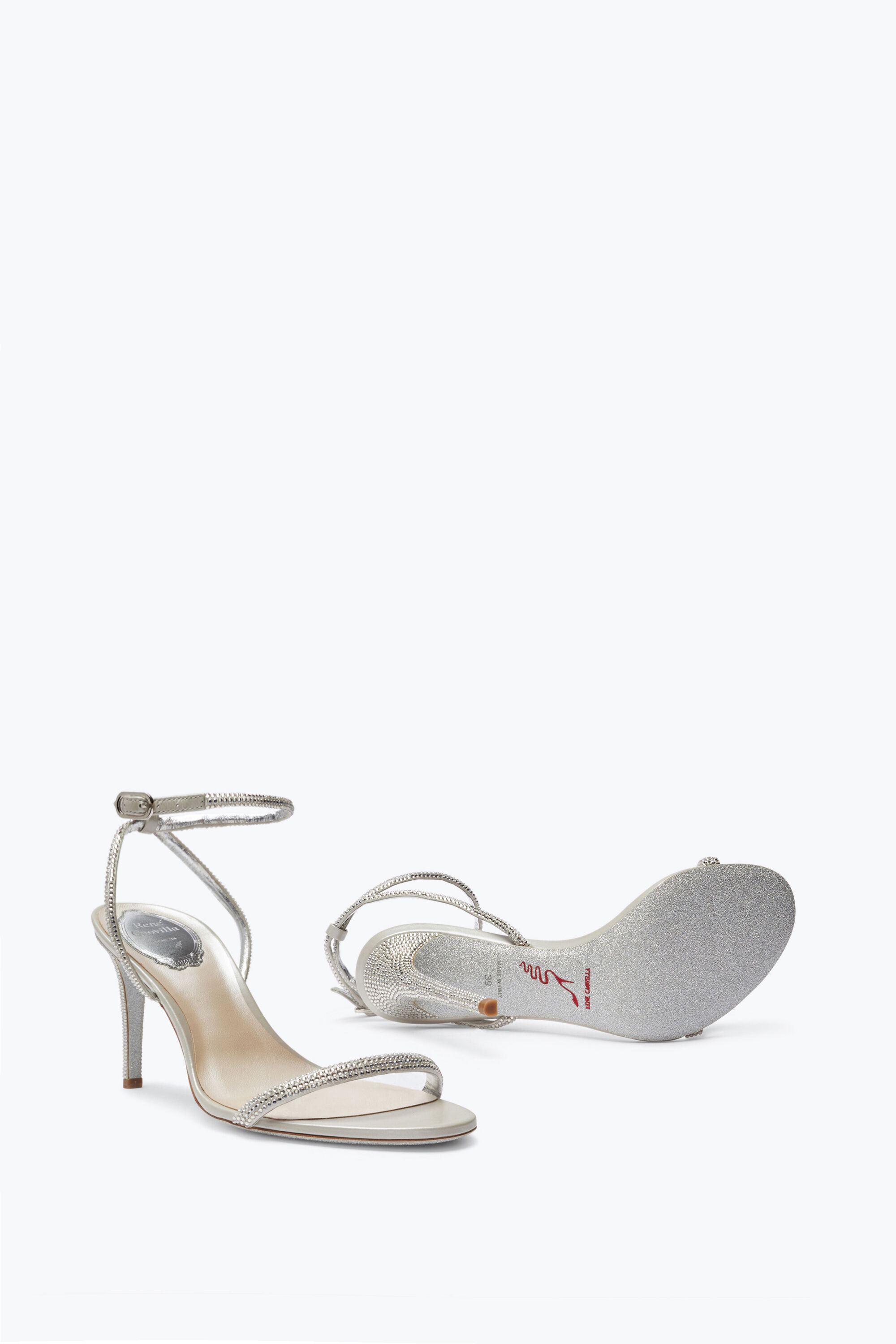 Jeweled Ellabrita Crystal Silver Sandal 80 | Rene Caovilla®