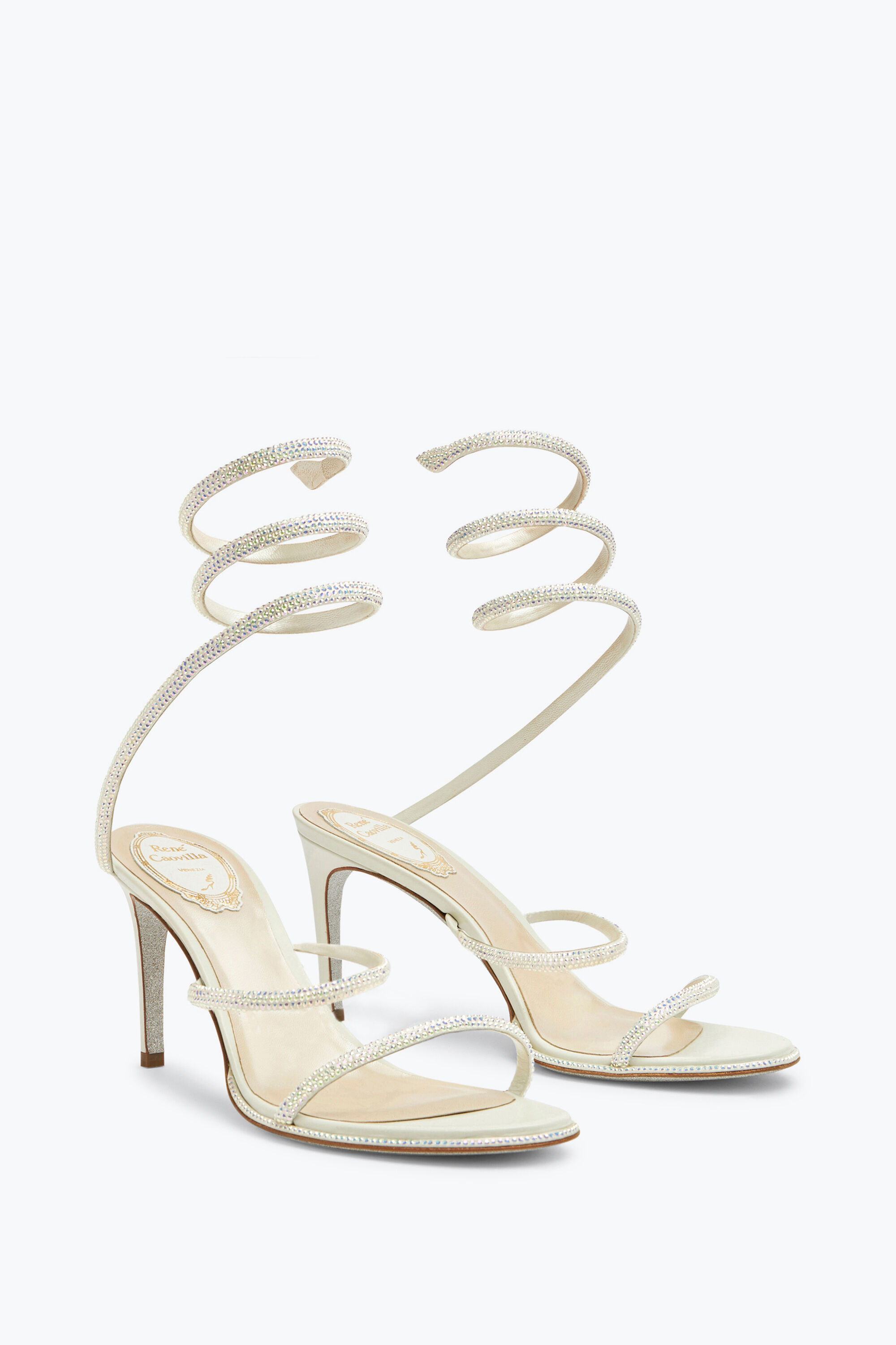 Jeweled CLEO WHITE SANDAL 80 | Rene Caovilla® Jeweled CLEO WHITE SANDAL 80 | Rene Caovilla®