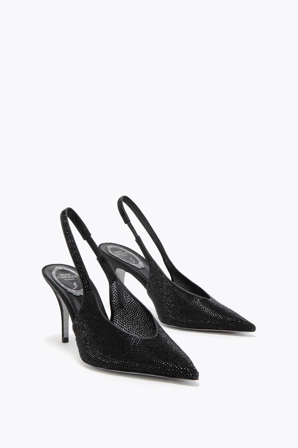 JINNY BLACK NET-TULLE/JET STRASS SLINGBACK