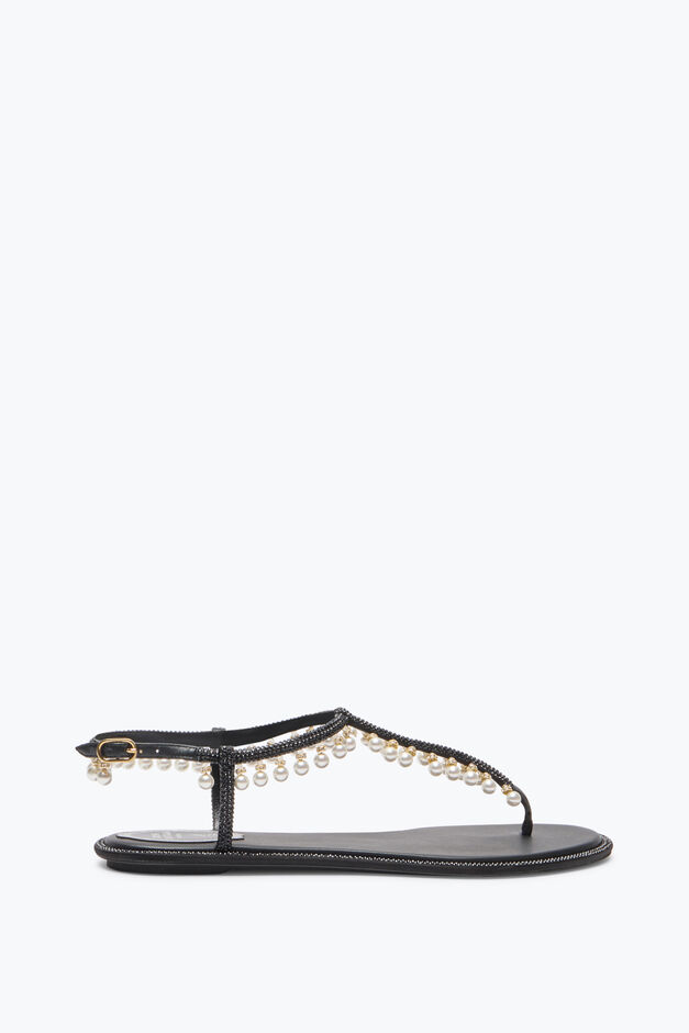DIANA BLACK SANDAL WITH PEARLS 10