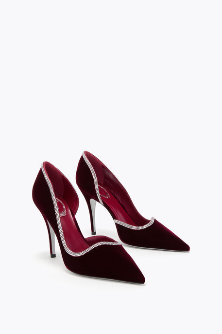 ONDA BURGUNDY VELVET PUMP 100