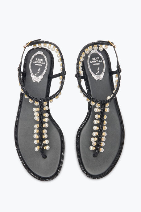 DIANA BLACK SANDAL WITH PEARLS 10