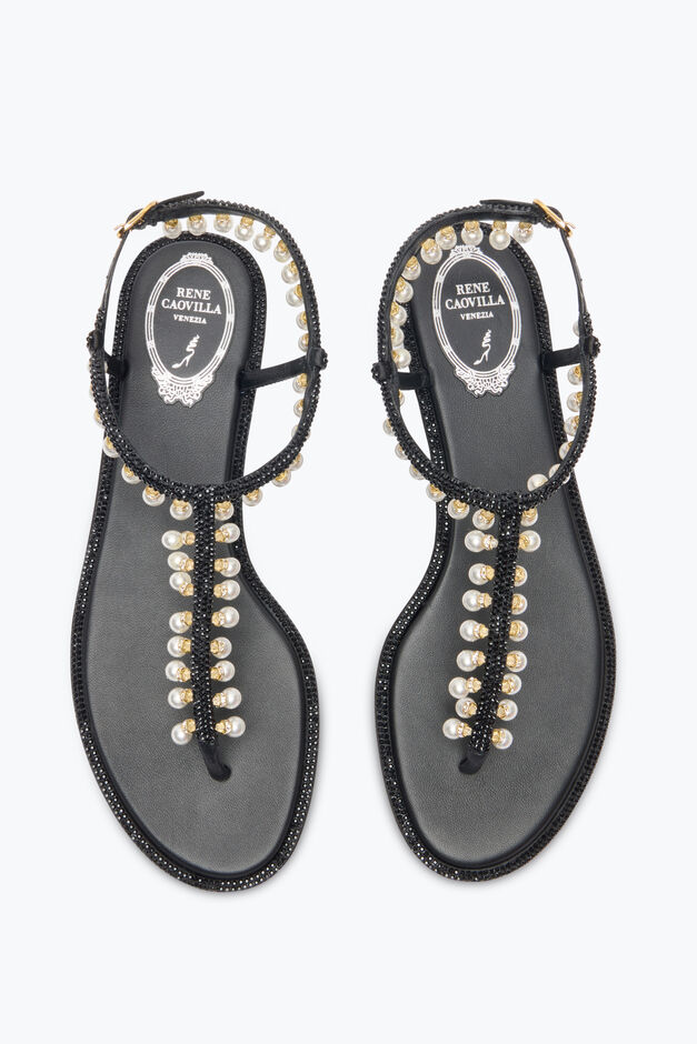 DIANA BLACK SANDAL WITH PEARLS 10