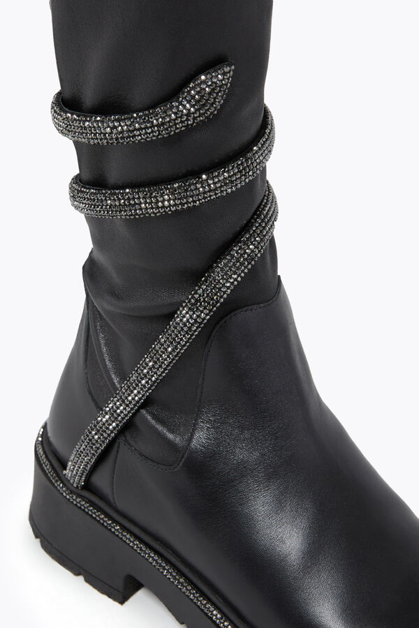 CLEO CUISSARD BLACK LAMB/JET HEMATITE STRASS BOOT