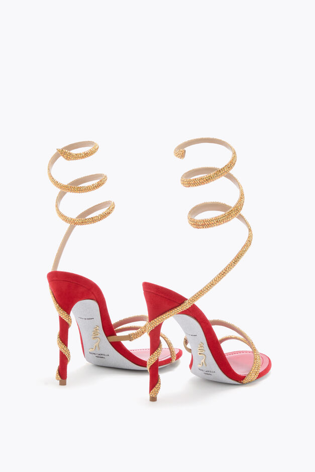 MARGOT SANDAL IN RED SUEDE AND GOLD 105