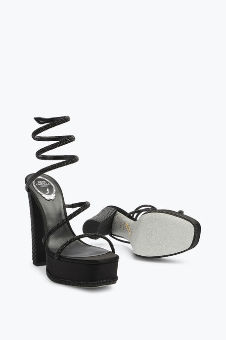 Cleo Crystal Black Platform Sandal