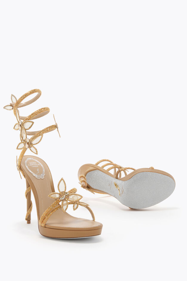 MARGOT GOLD PLATFORM SANDAL WITH BUTTERFLIES 120
