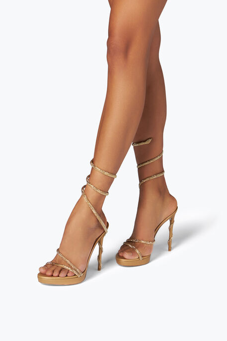 MARGOT CRYSTAL GOLD PLATFORM SANDAL 120
