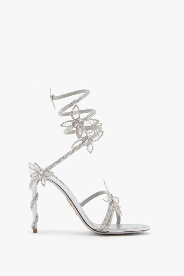 MARGOT MIRRORED SILVER SANDAL WITH BUTTERFLIES 105