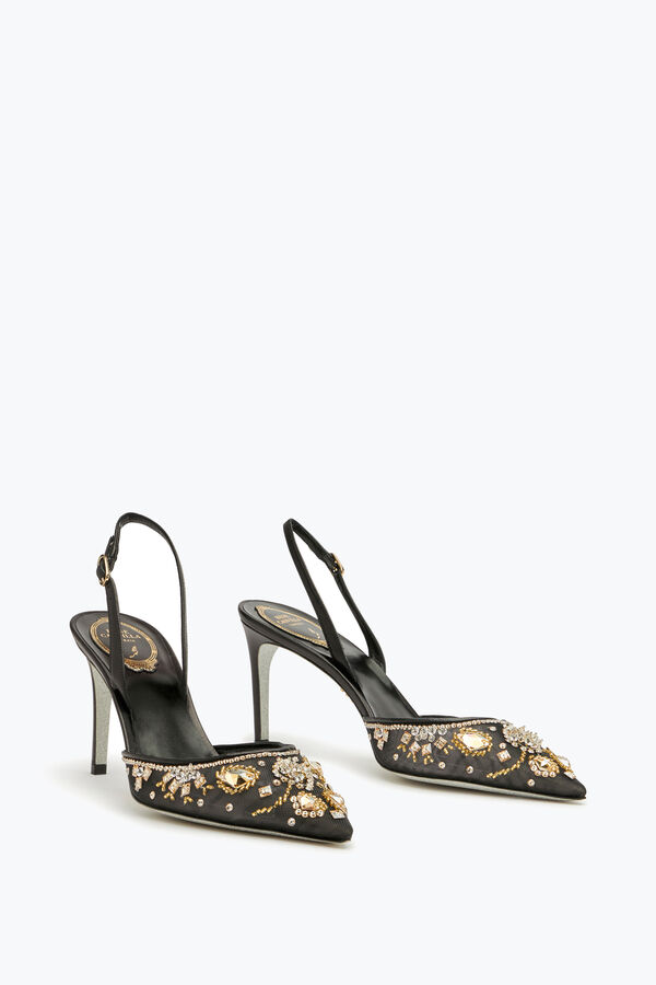 Aretha Black Slingback With Crystals 80