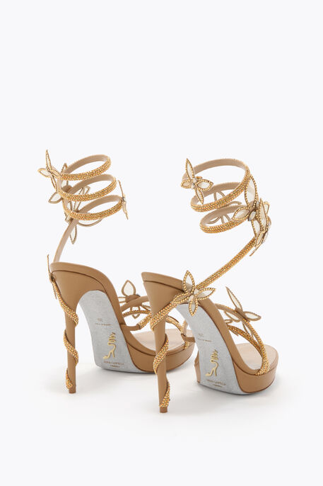 MARGOT GOLD PLATFORM SANDAL WITH BUTTERFLIES 120 MARGOT GOLD PLATFORM SANDAL WITH BUTTERFLIES 120