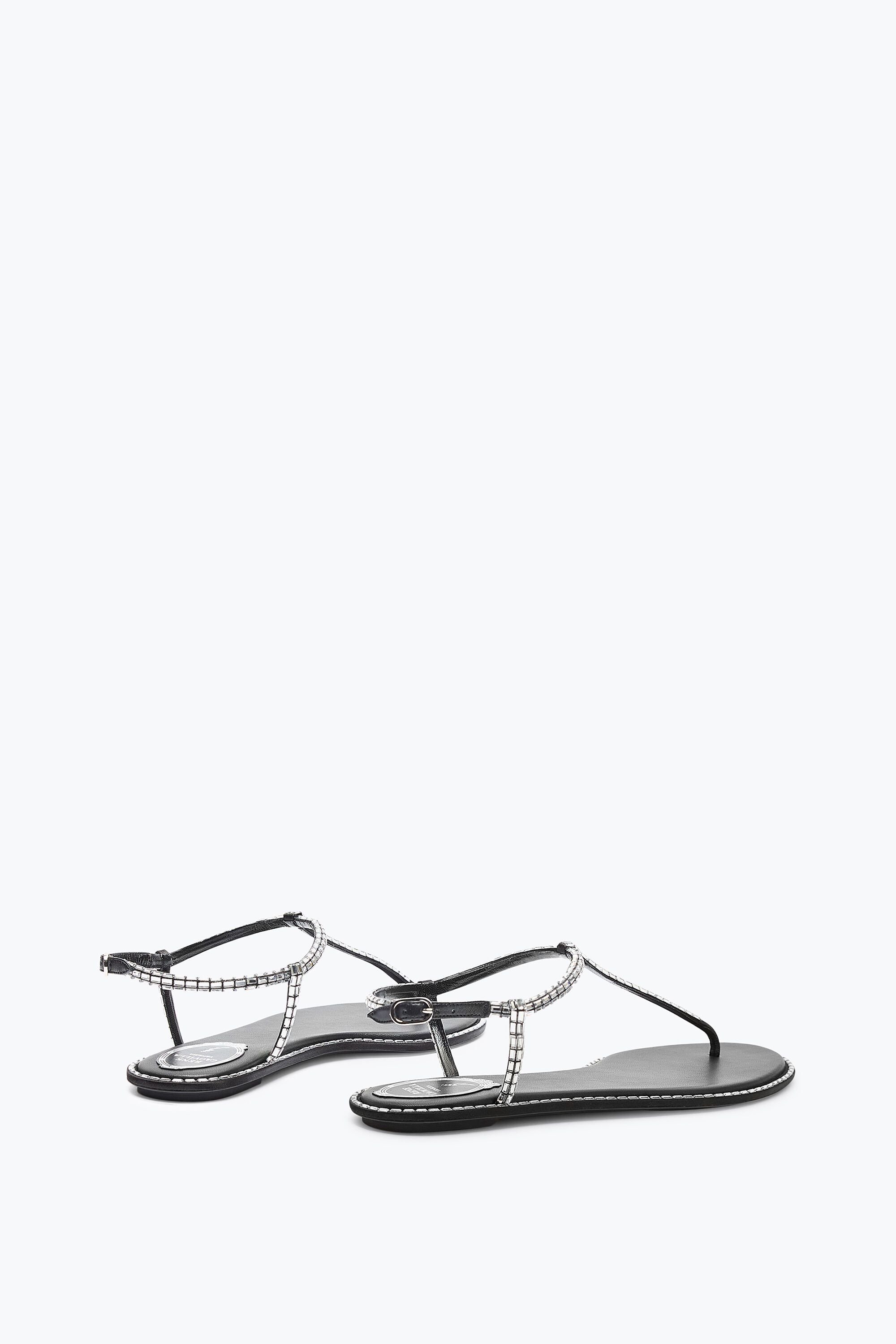 Jeweled DIANA BLACK SANDAL WITH CRYSTAL BAGUETTE | Rene Caovilla®