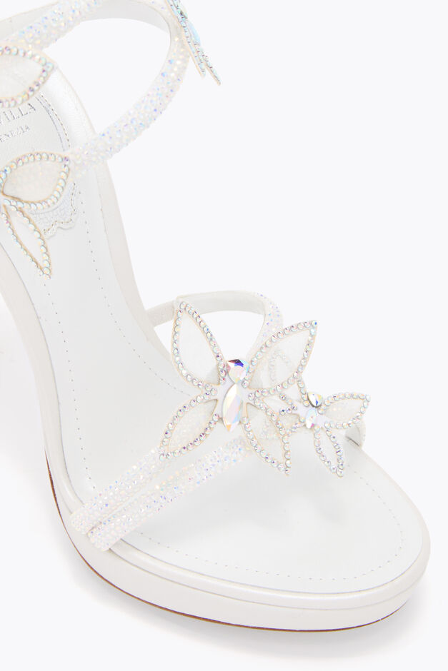MARGOT WHITE PLATFORM SANDAL WITH BUTTERFLIES 120