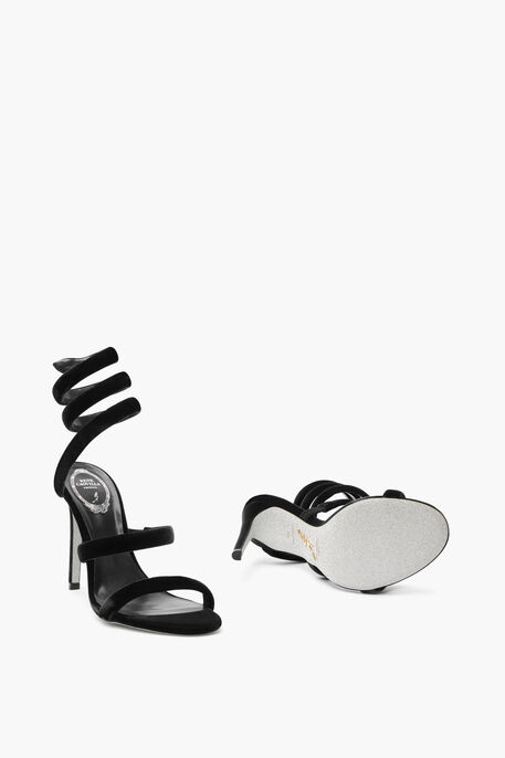 Cleo Black Velvet Sandal 80