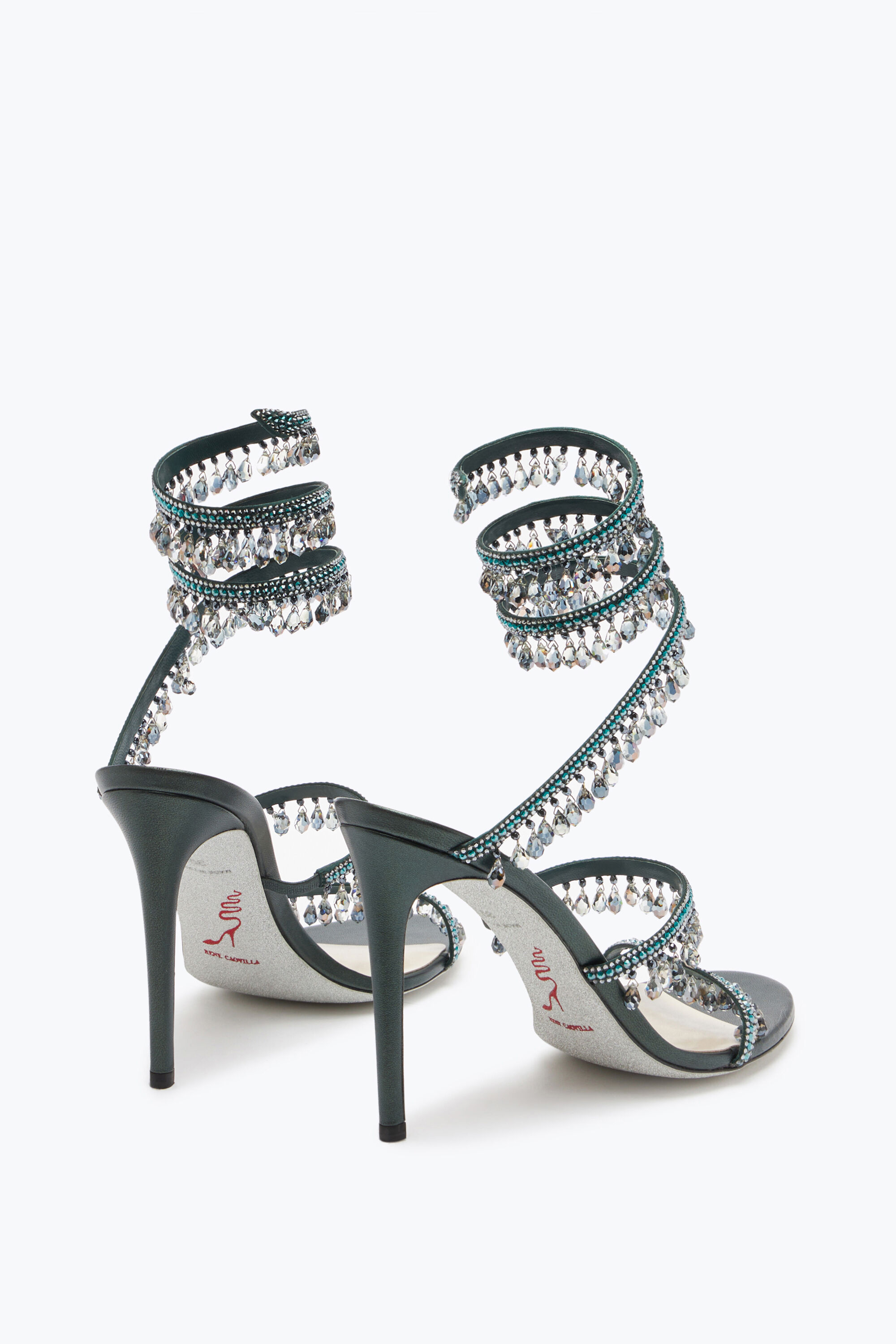 サンダル・ミュール Rene Caovilla 'Cleo Chandelier' Sandals Rene Caovilla Cleo Chandelier Ankle-Wrap Crystal Satin