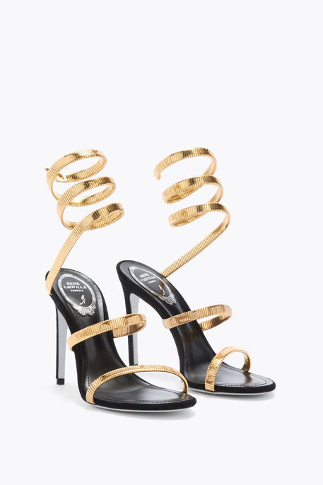 JUNIPER BLACK AND GOLD SANDAL 105