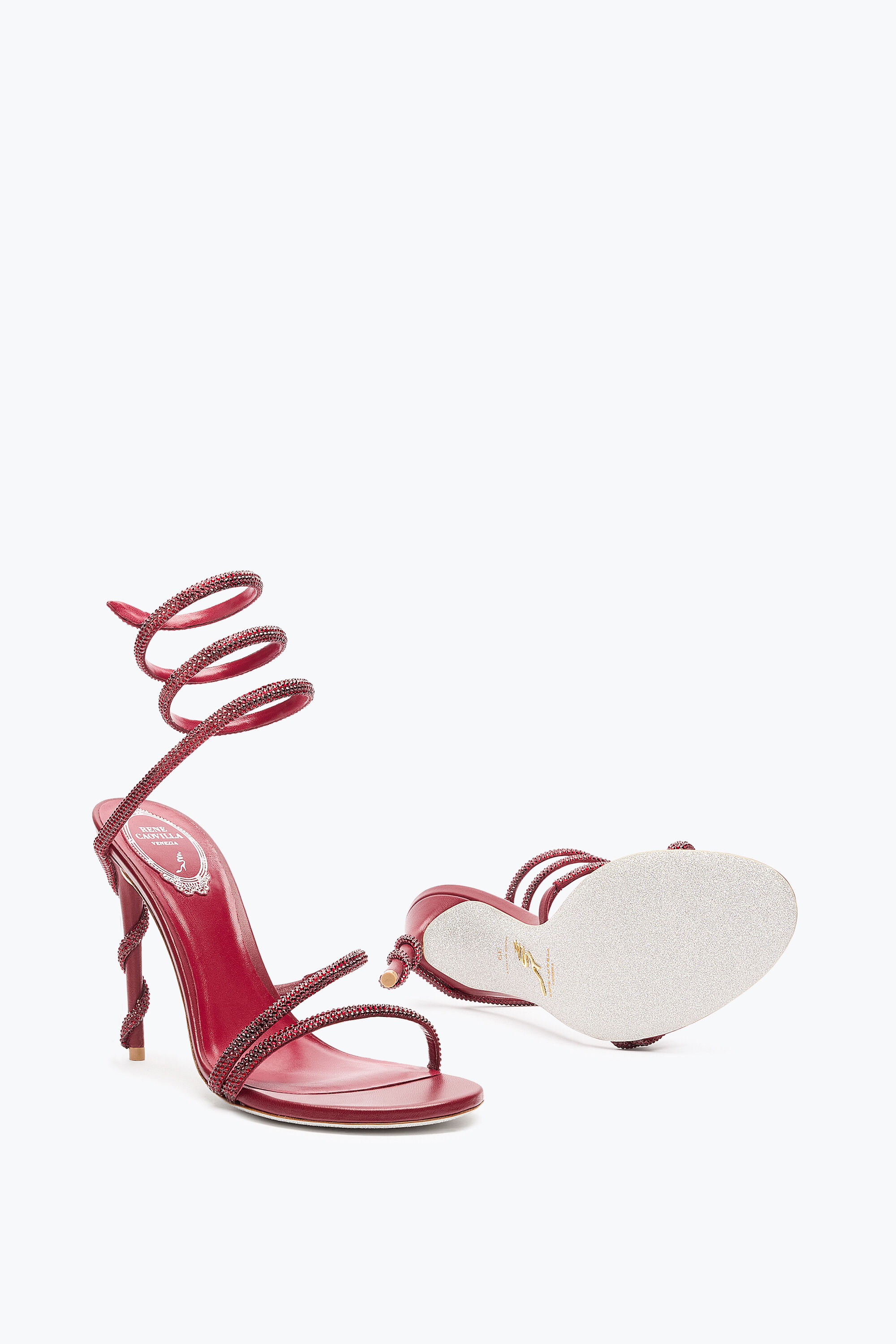Jeweled MARGOT BURGUNDY SANDAL 105 | Rene Caovilla®