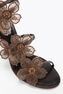 FLORIANE DARK BROWN SATIN/JET SILVER FLARE S SANDAL