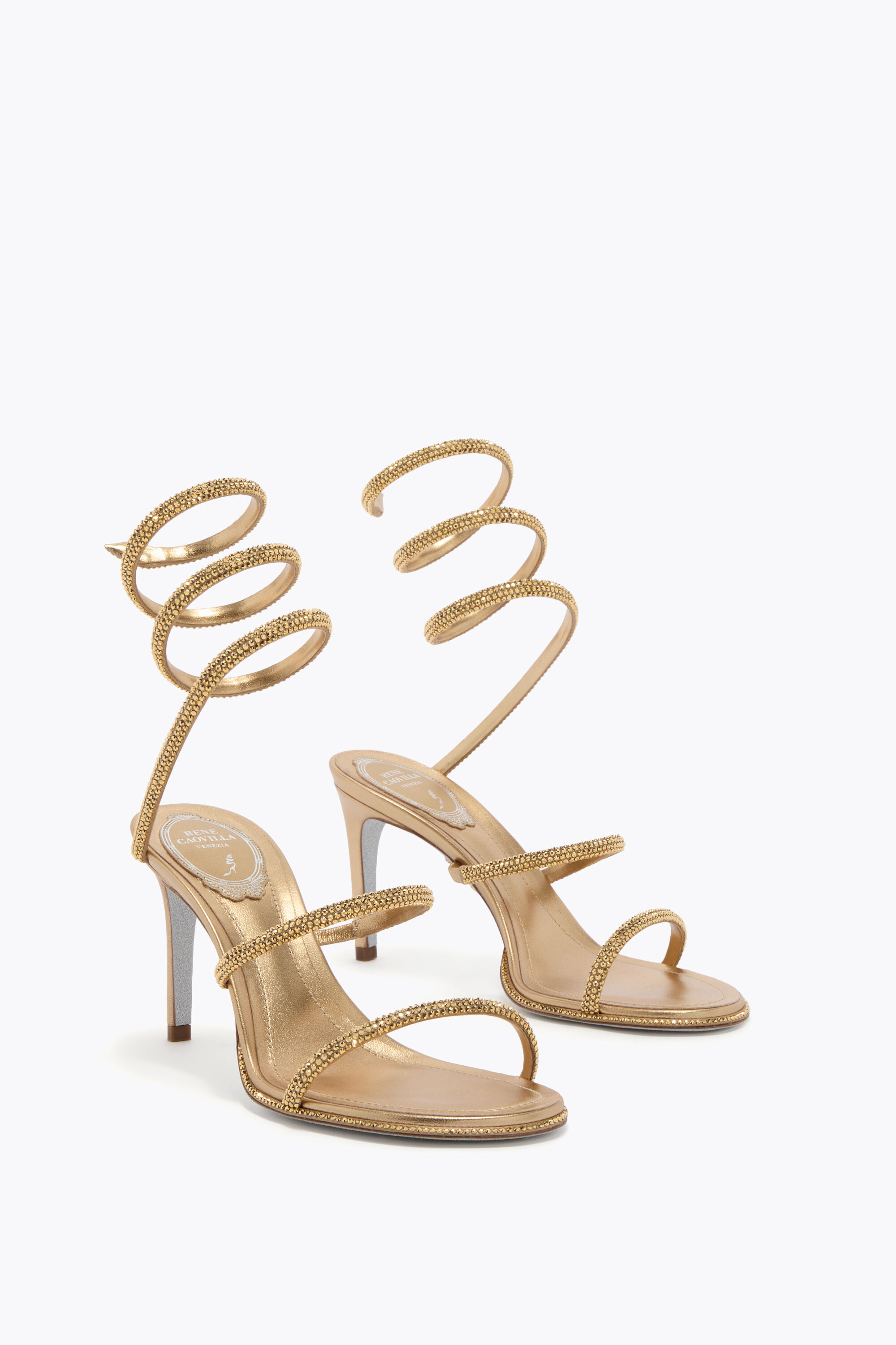 Jeweled CLEO GOLD SANDAL 80 | Rene Caovilla®