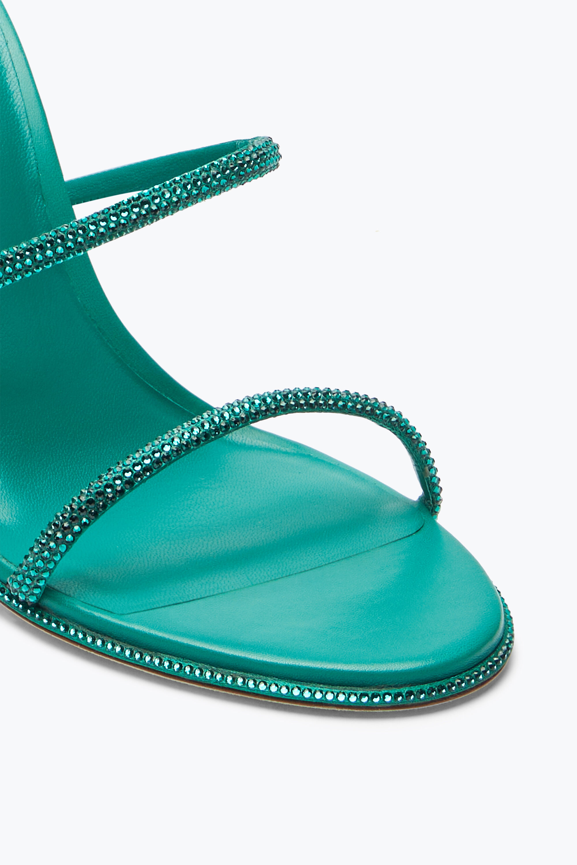 Jeweled Cleo Emerald Green Sandal With Crystals 105 Rene Caovilla