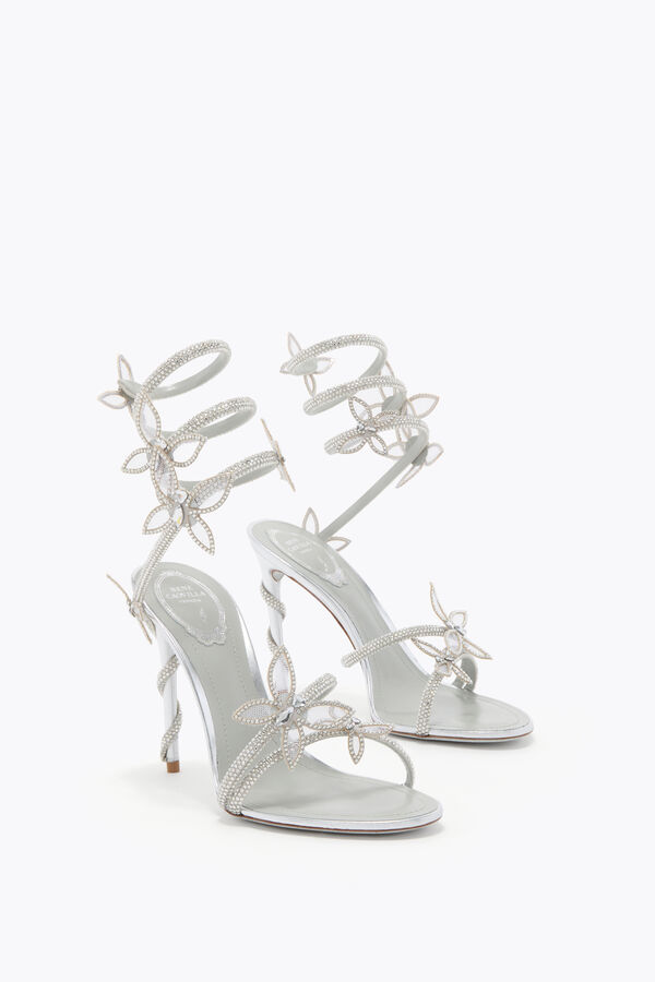 MARGOT MIRRORED SILVER SANDAL WITH BUTTERFLIES 105