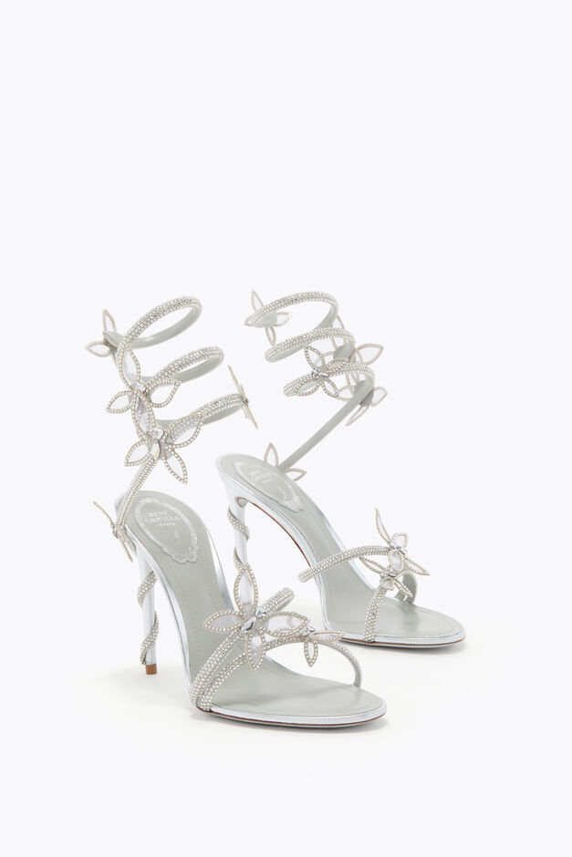 MARGOT MIRRORED SILVER SANDAL WITH BUTTERFLIES 105